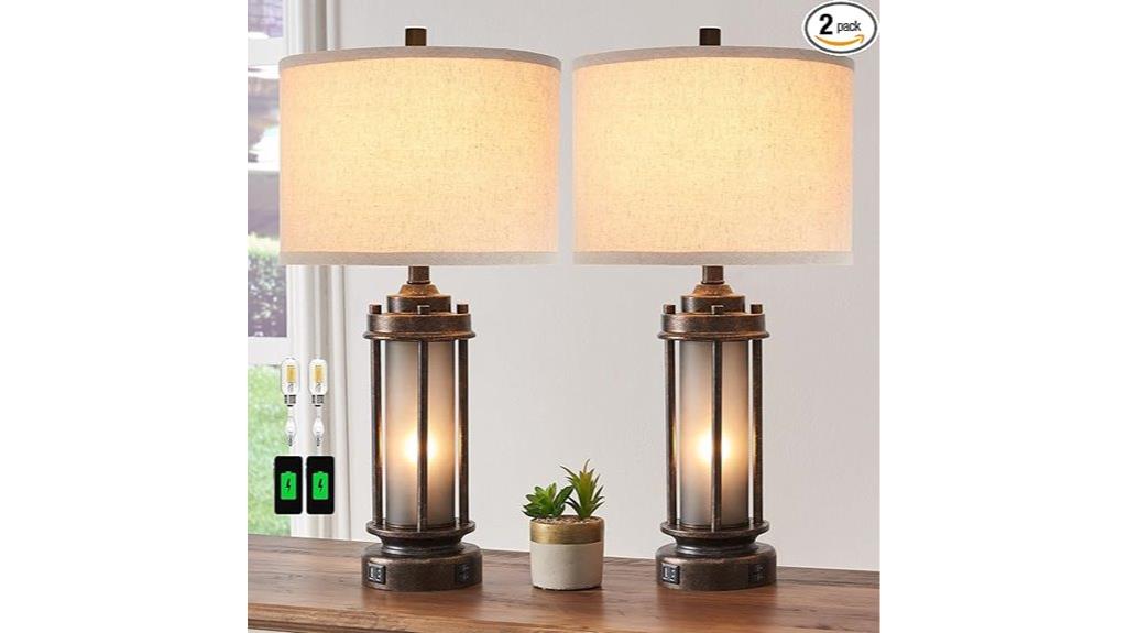 rustic farmhouse lamps with usb