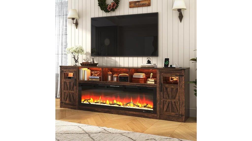 rustic fireplace tv stand