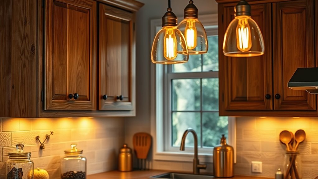 rustic kitchen under cabinet lights