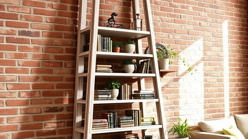 rustic ladder bookcases collection