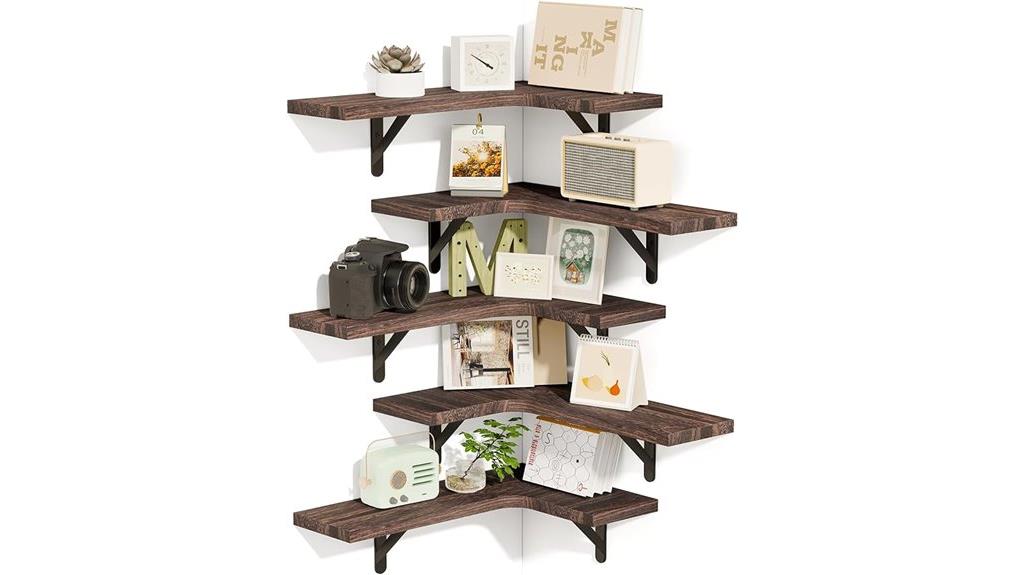 rustic walnut wall shelves