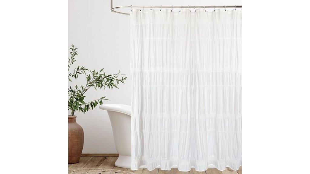 rustic white cotton shower curtain