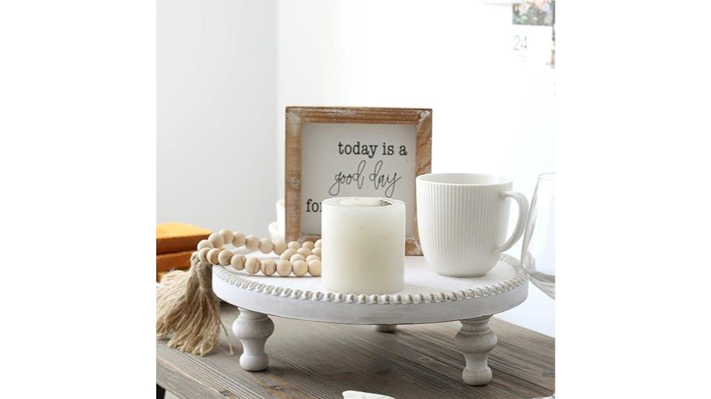 rustic white round tray