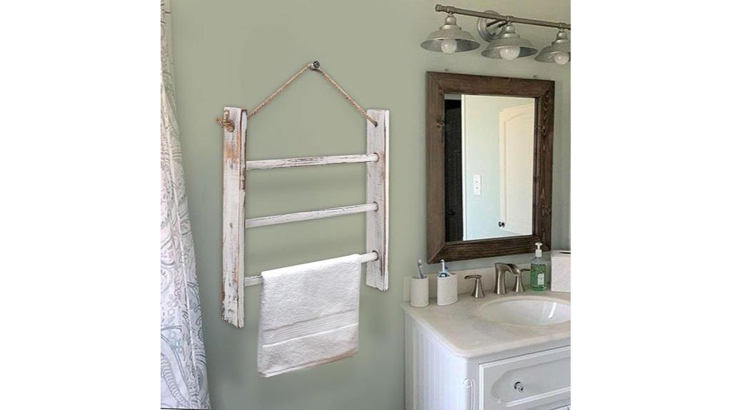 rustic wooden bathroom ladder