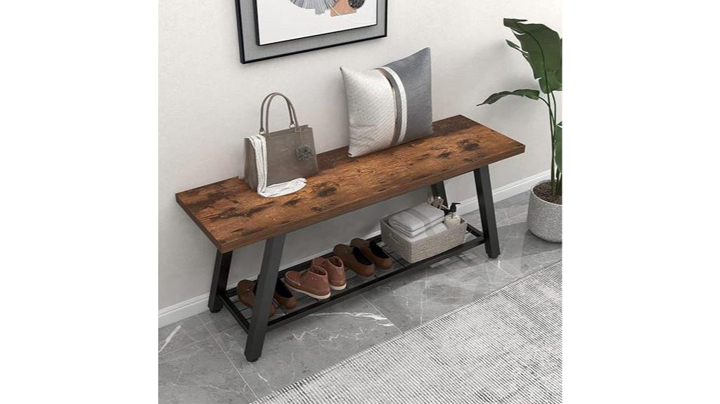 rustic wooden metal bench