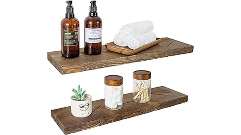rustic wooden wall shelves