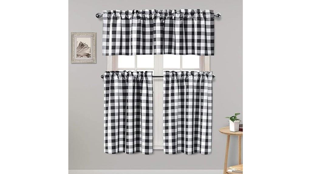 semi sheer black curtain set