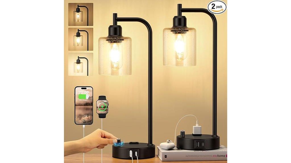 set of 2 bedroom industrial lamps