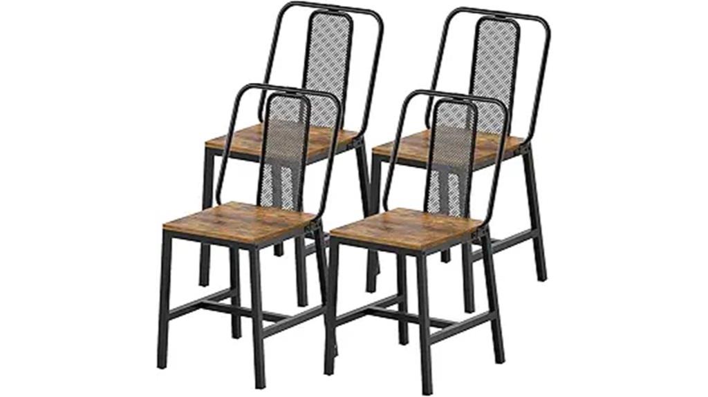 set of 4 wooden dining chairs