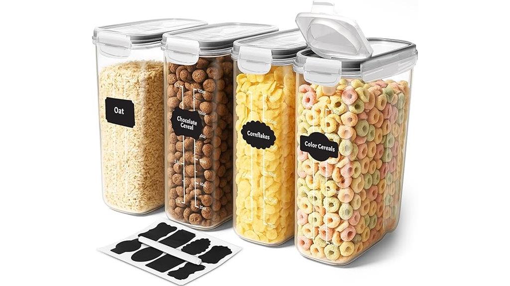 set of four cereal containers