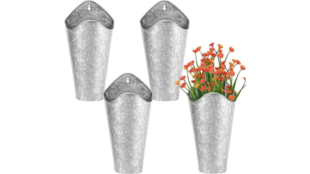 set of four galvanized planters