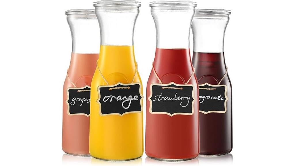 set of four glass carafes