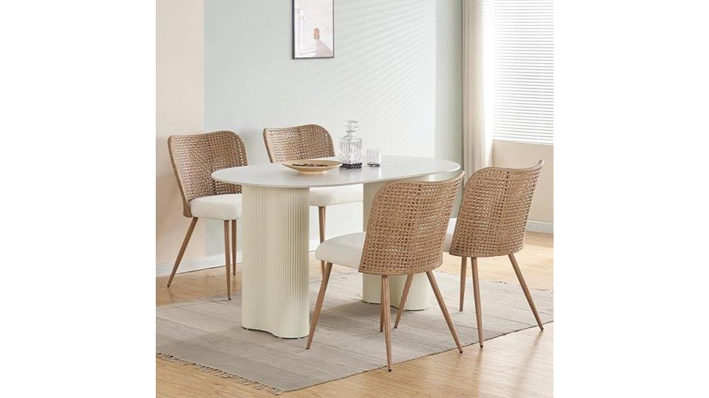 set of four rattan chairs