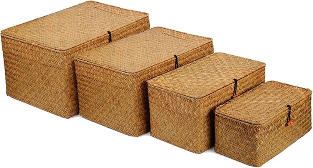 set of four wicker baskets