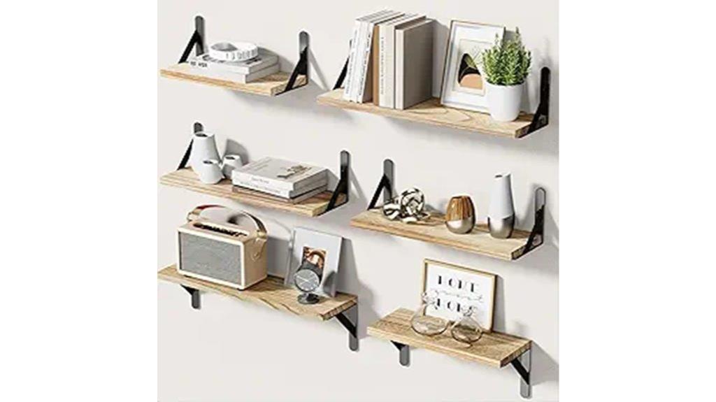 set of six wall shelves
