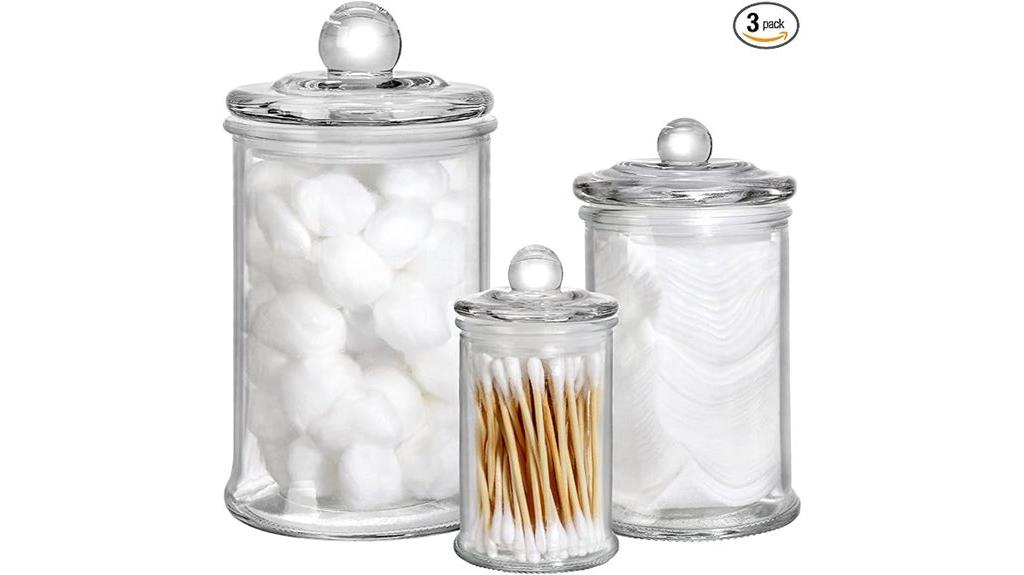 set of three glass jars