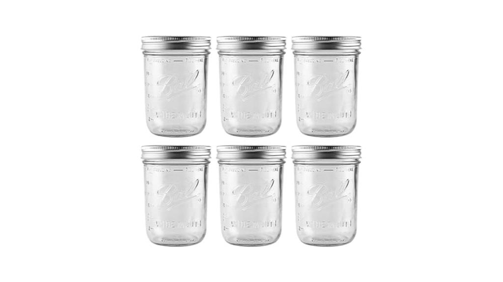 six 16 oz mason jars