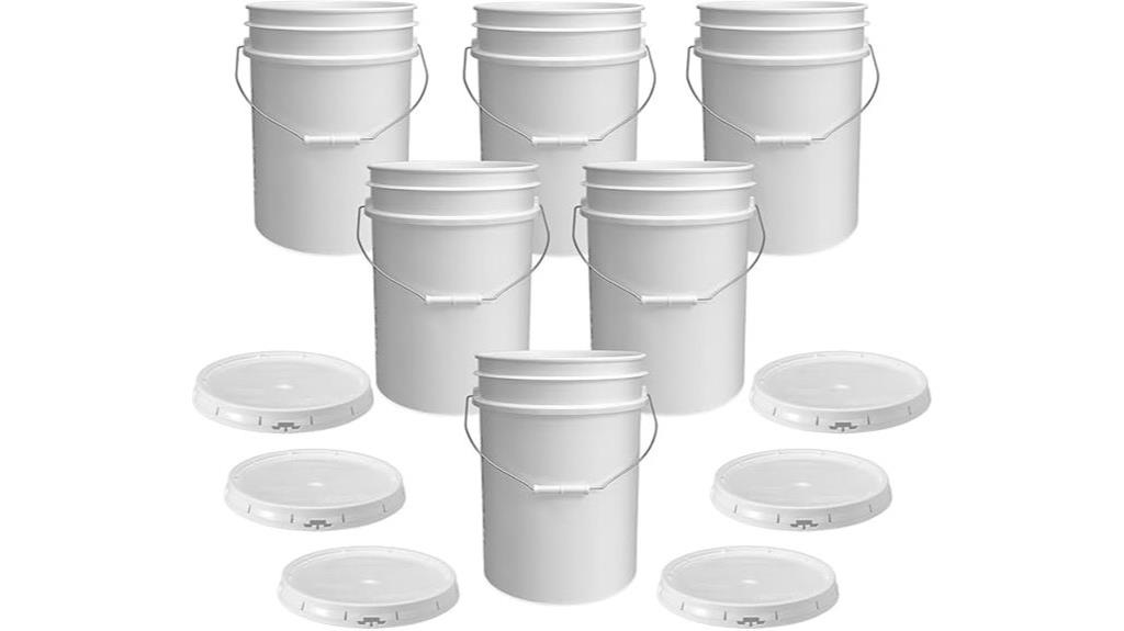 six 5 gallon bucket set