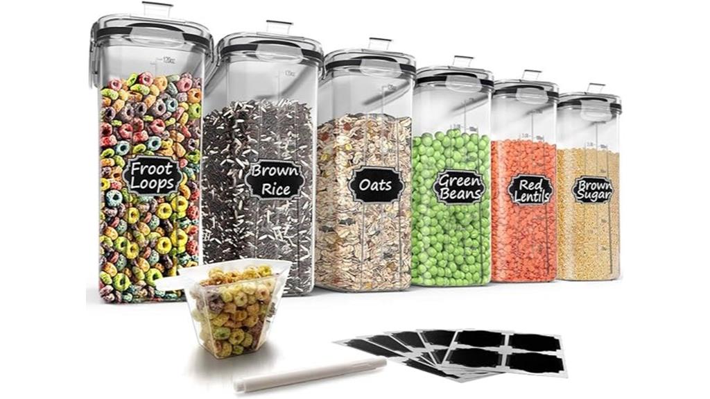 six piece cereal storage containers