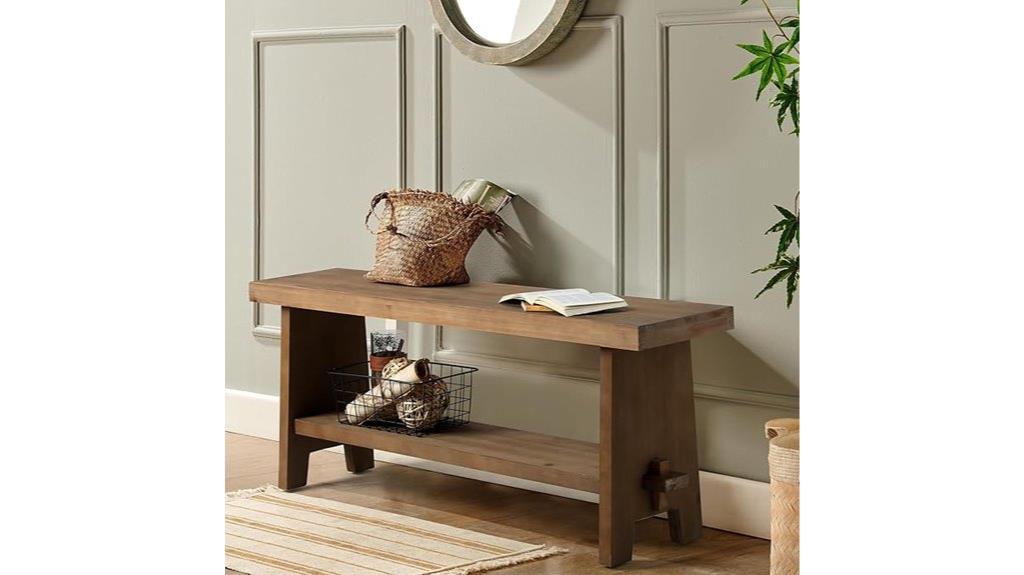 sturdy natural wood bench