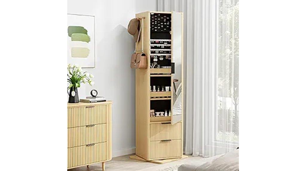 swivel mirror jewelry cabinet