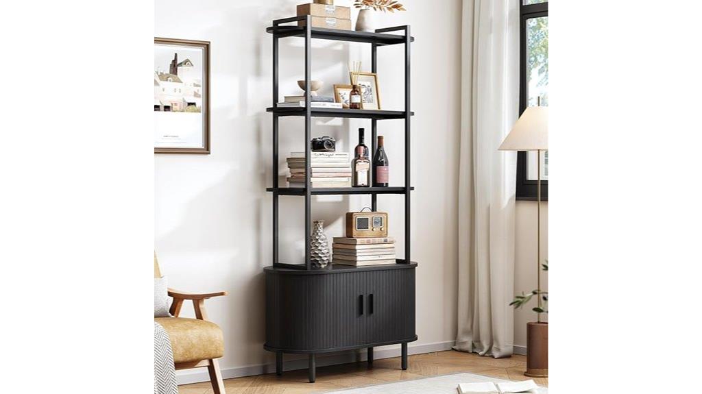 tall bookshelf with cabinet