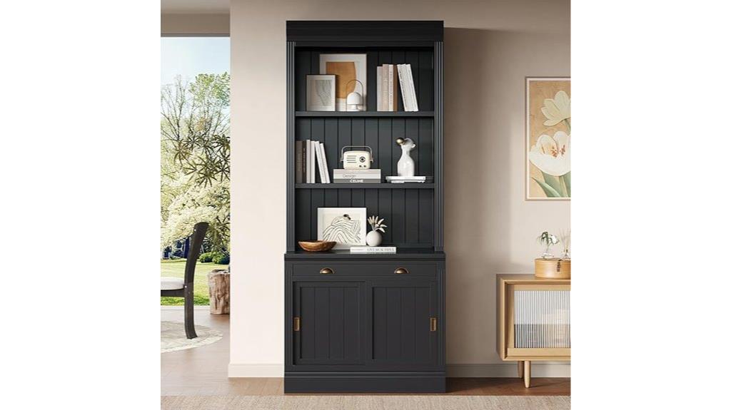 tall bookshelf with doors