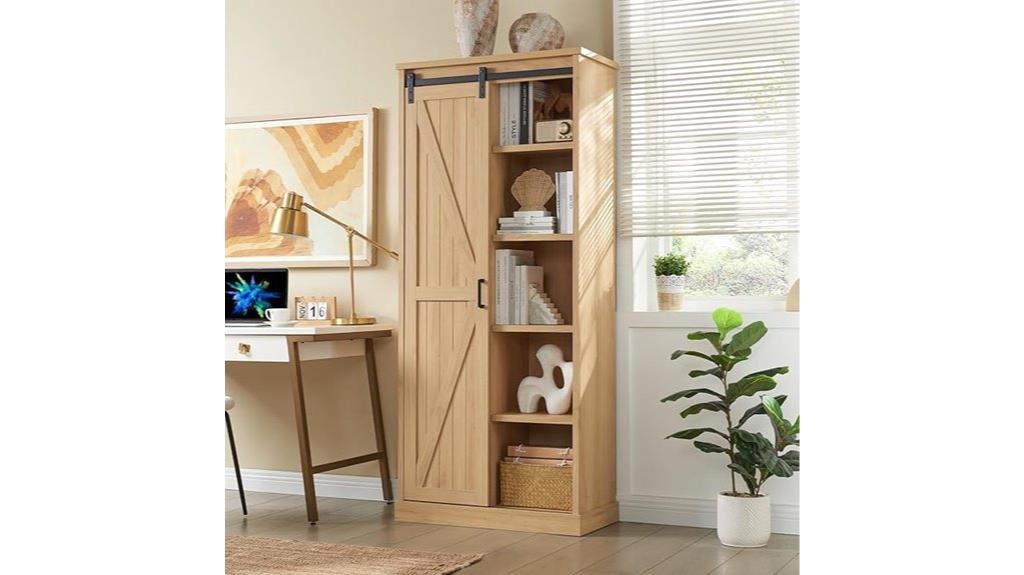 tall natural oak bookshelf