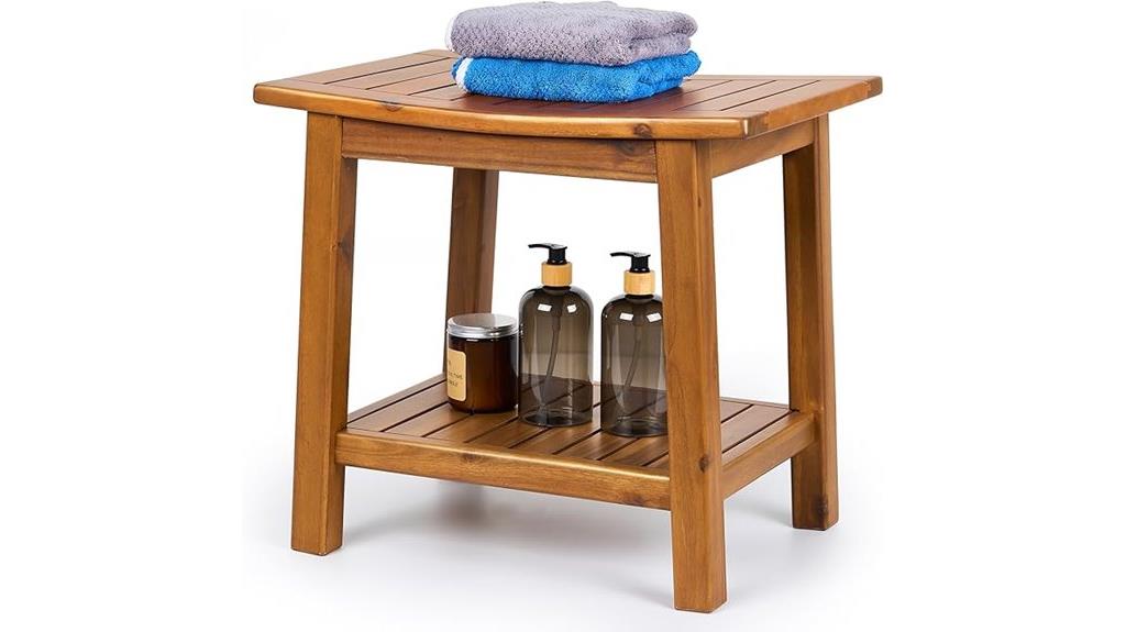 teak shower bench storage