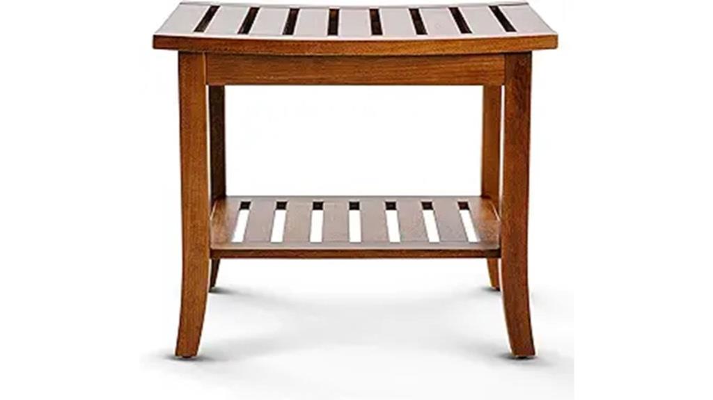 teak shower bench storage