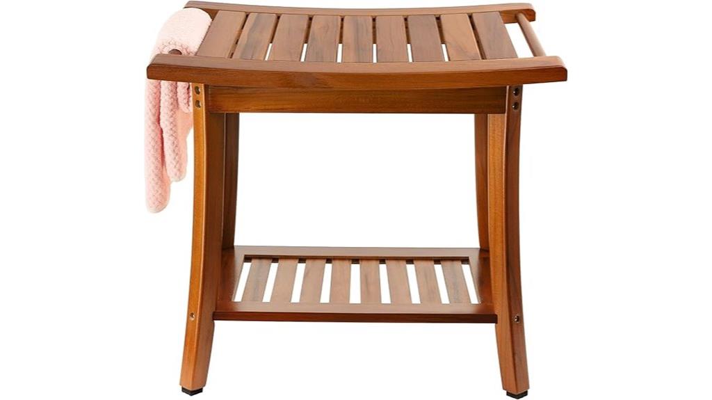 teak shower bench with handles