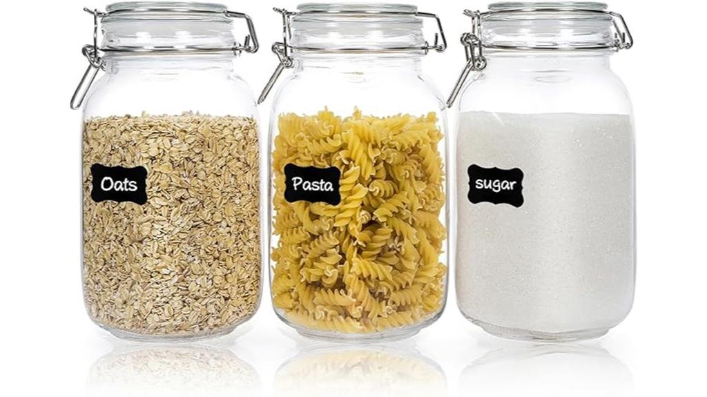 three 50oz glass jars