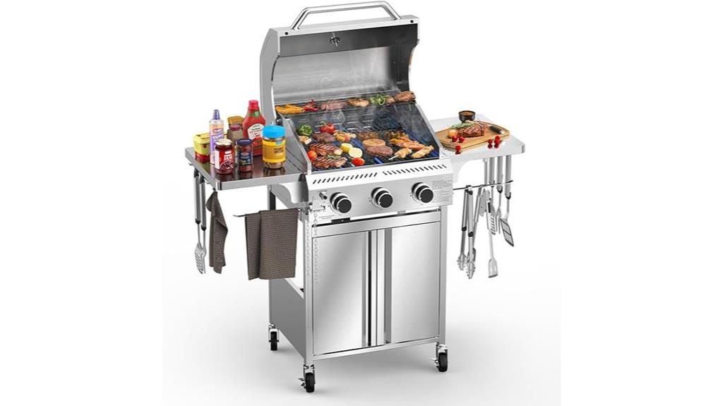 three burner gas grill