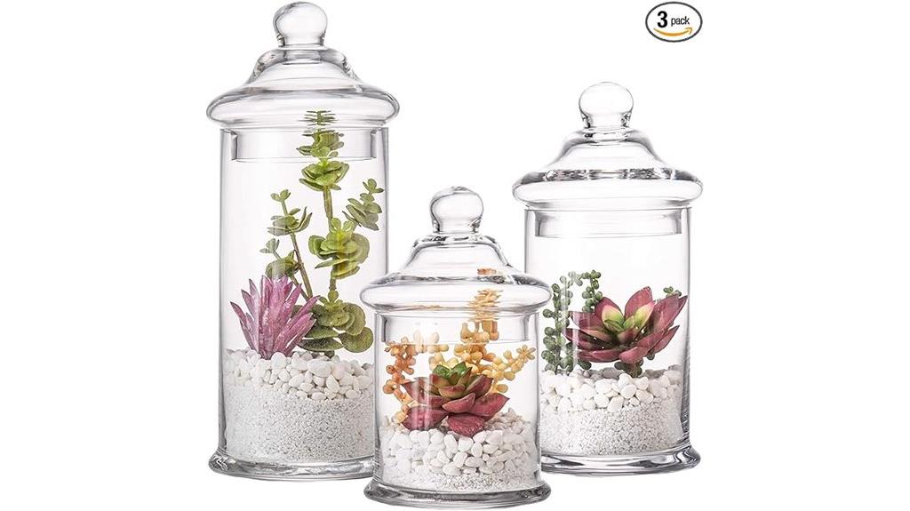 three glass jar set