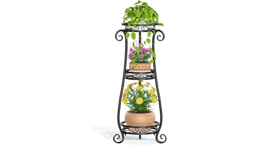three tier metal garden stand