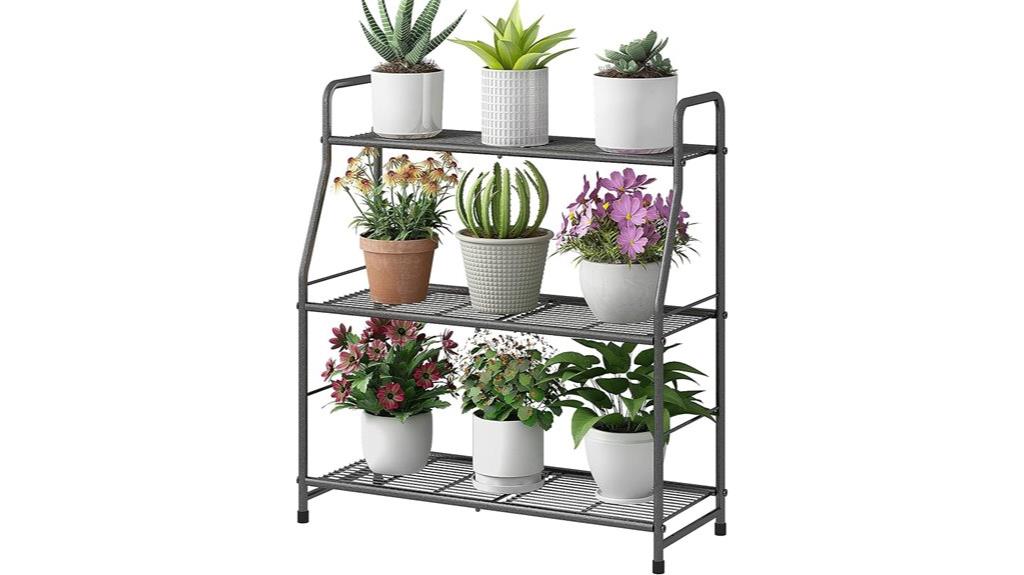 three tier metal plant stand