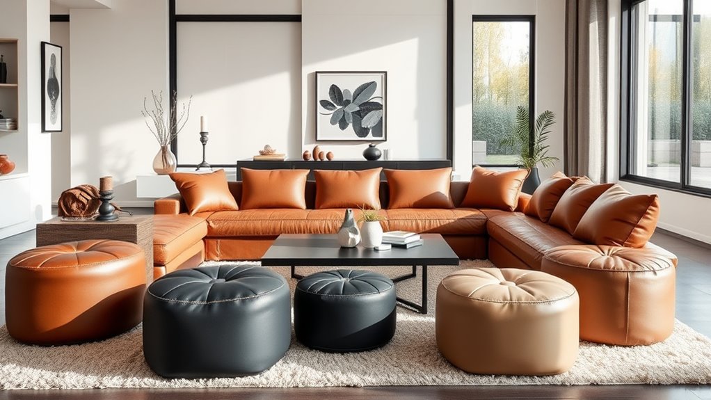 top faux leather pouf selection