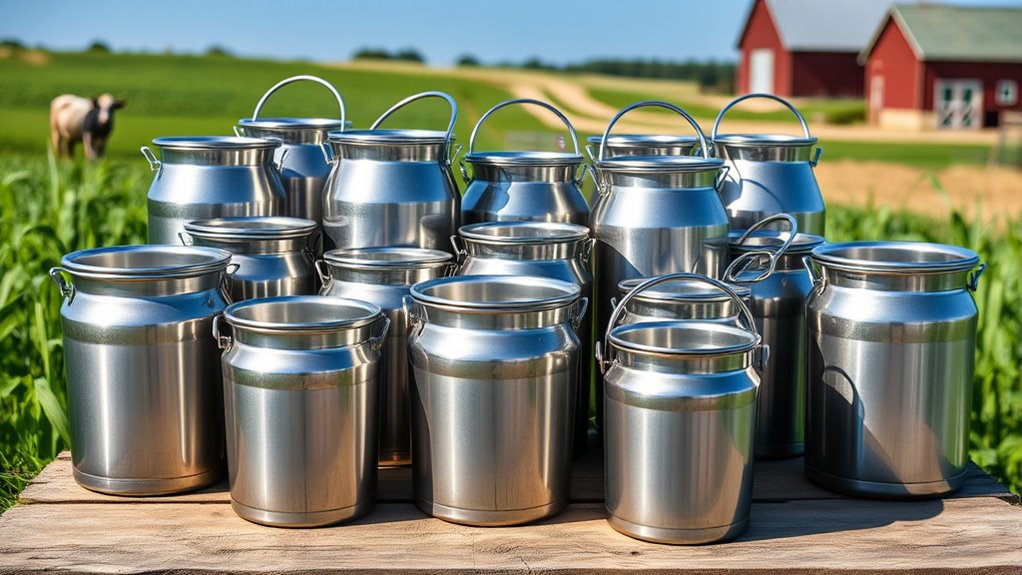 top stainless steel milk pails