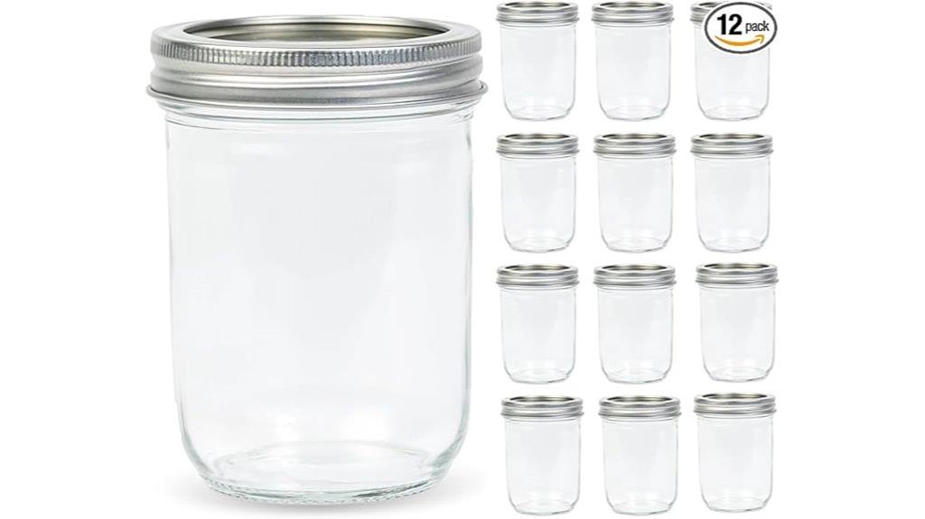 twelve 16 ounce mason jars
