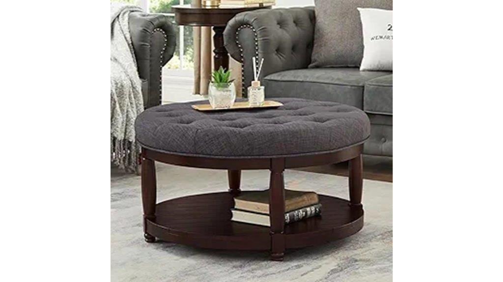 upholstered round coffee table