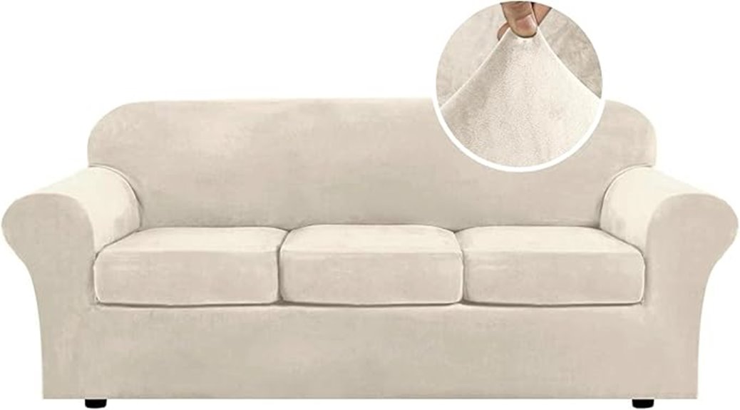 velvet ivory 4 piece slipcover