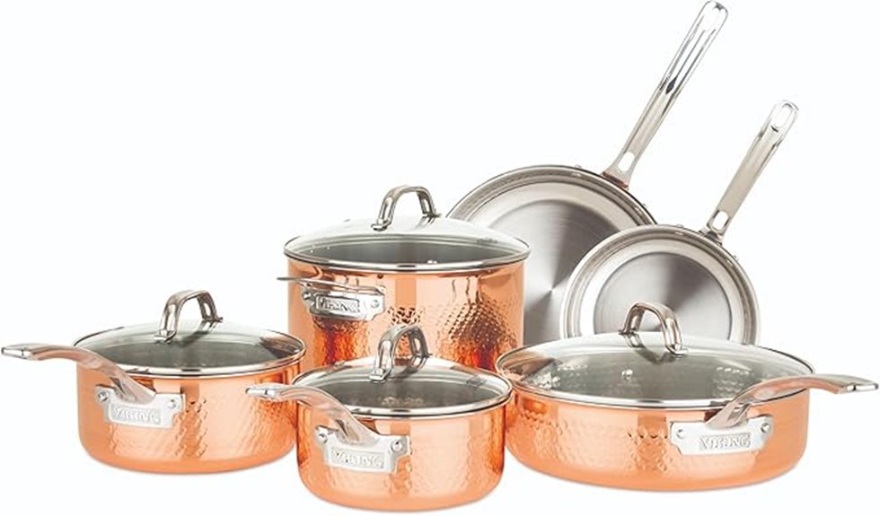 viking 10 piece copper cookware