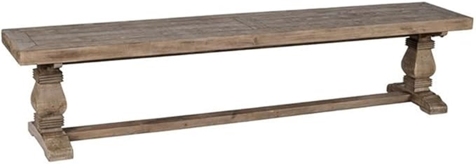 weathered brown reclaimed pine bench