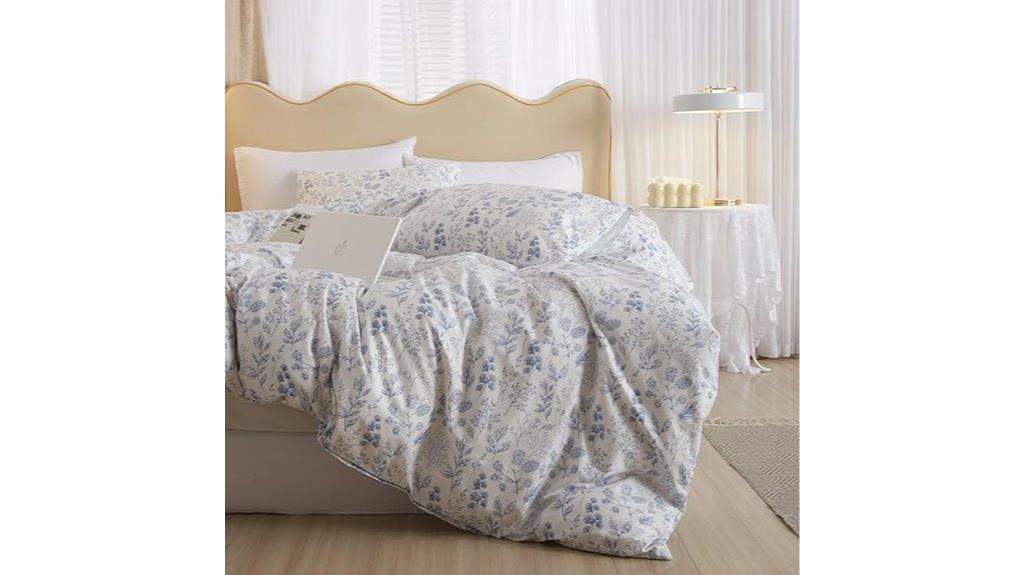 white blue floral bedding