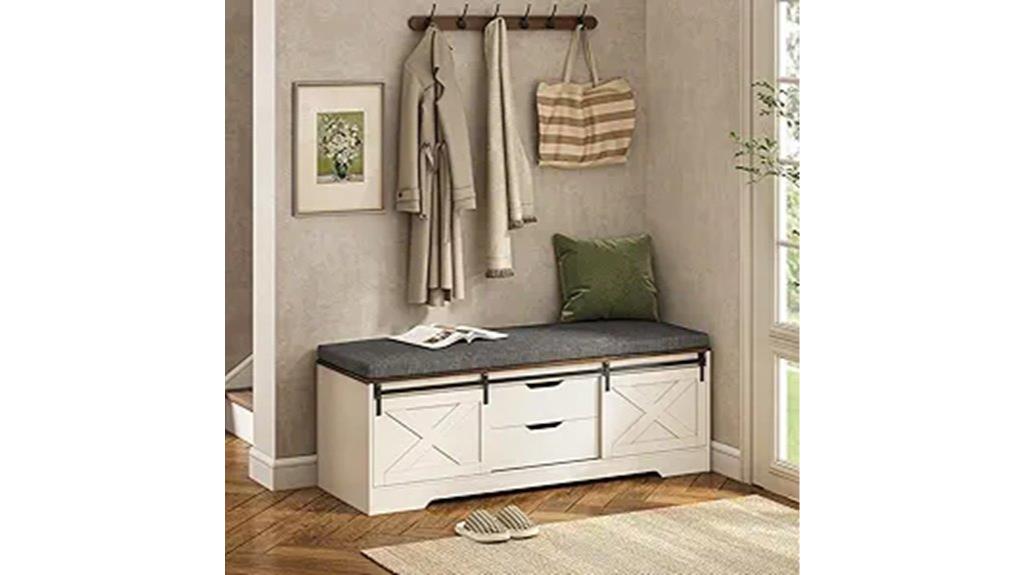 white brown farmhouse bench