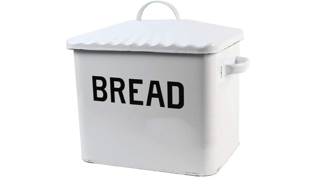 white enamel bread storage