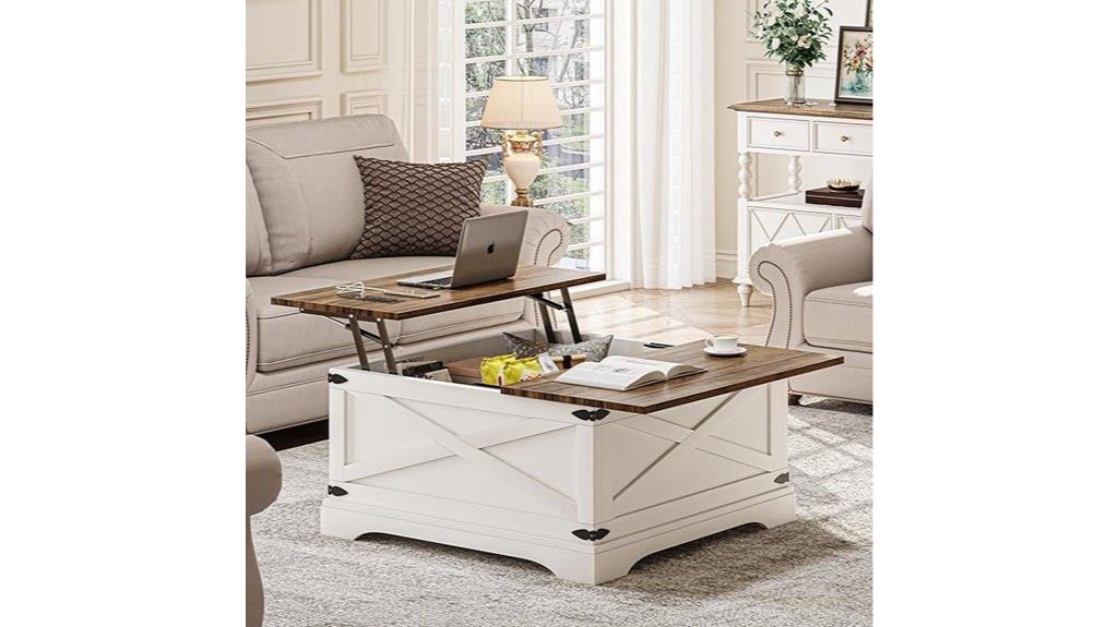 white lift top storage table