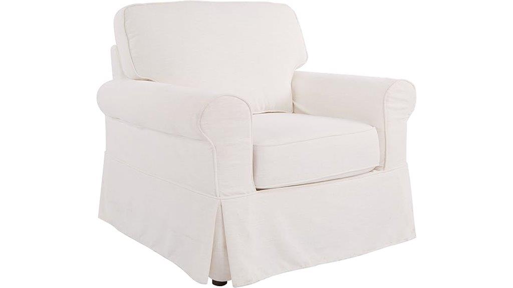 white slipcovered armchair