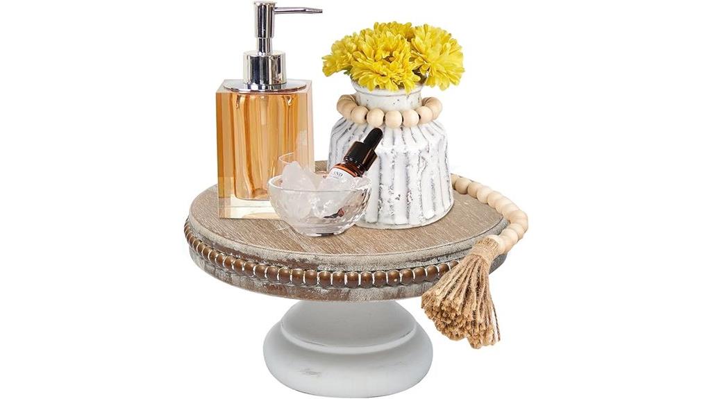 white wood round display