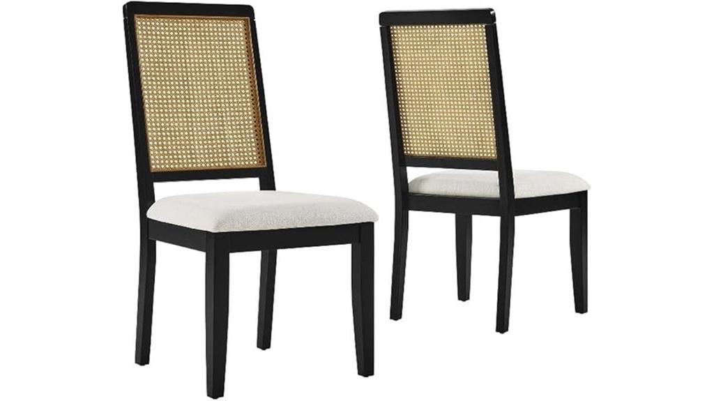 wood and rattan dining chairs